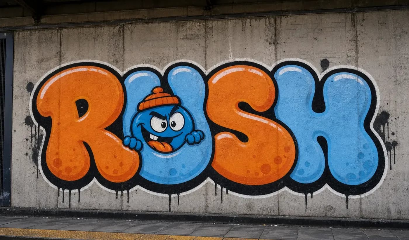 Chrome 3D graffiti name with KAI lettering and futuristic robot face details