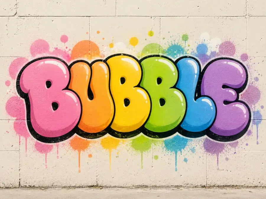 Bubble Letters graffiti art style preview